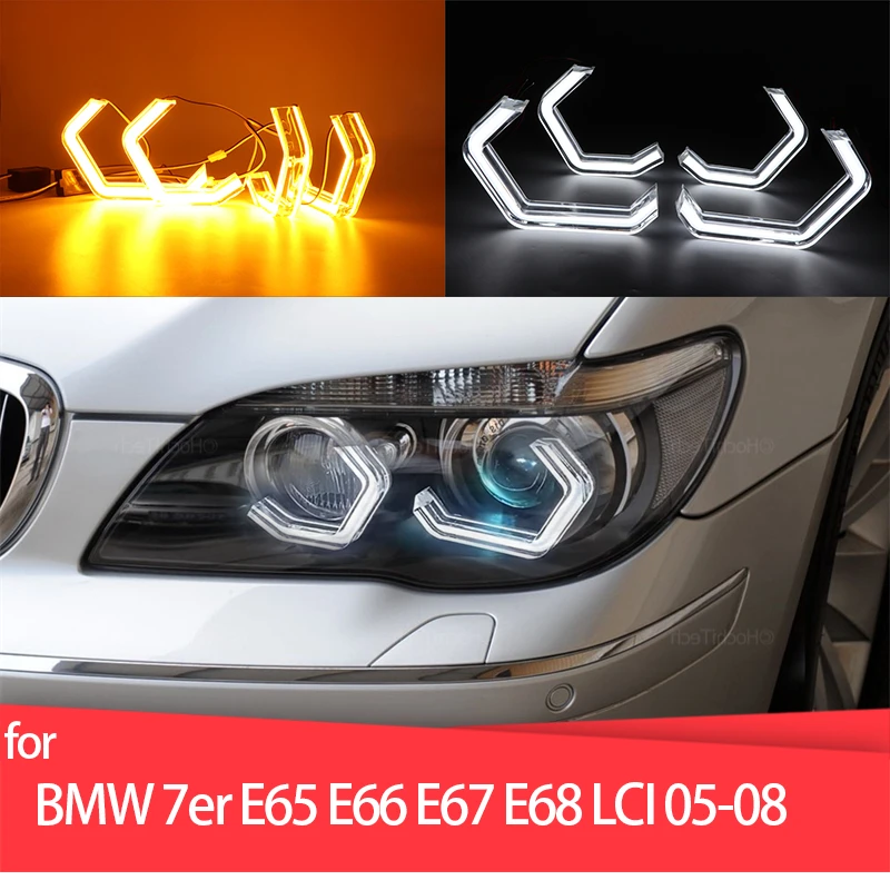 

Turn Signal M4 style White Yellow Halo Ring Angel Eyes LED Light Rings for BMW 7 series E65 E66 E67 E68 Alpina B7 LCI 05-08