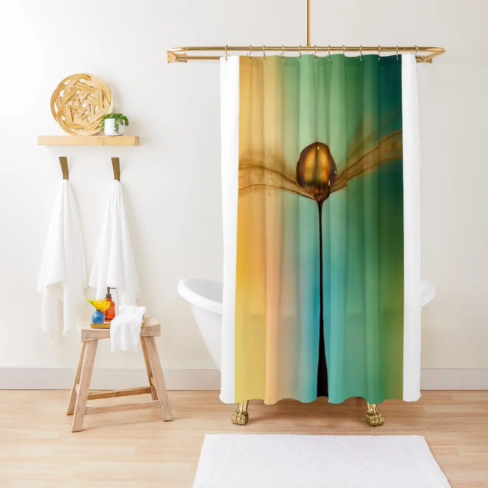 

Flight Of The Teardrops Turquoise & Mustard II Shower Curtain Waterproof Fabric Bathroom Curtain