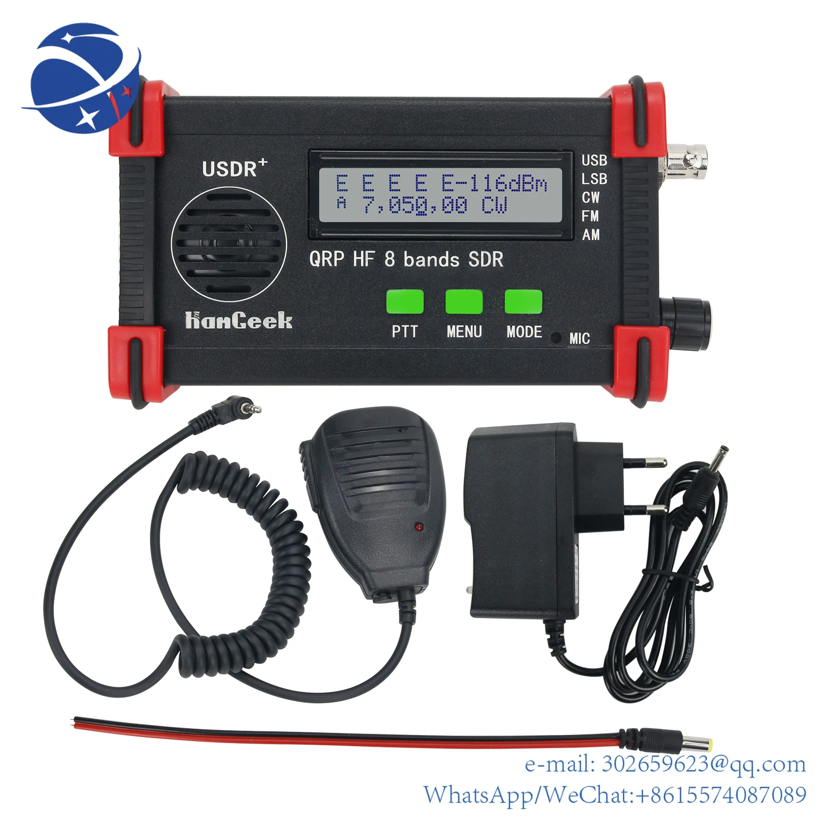 

Black Shell USDX USDR HF QRP Transceiver 8-Band 5W DSP SSB/CW with Handheld Mic