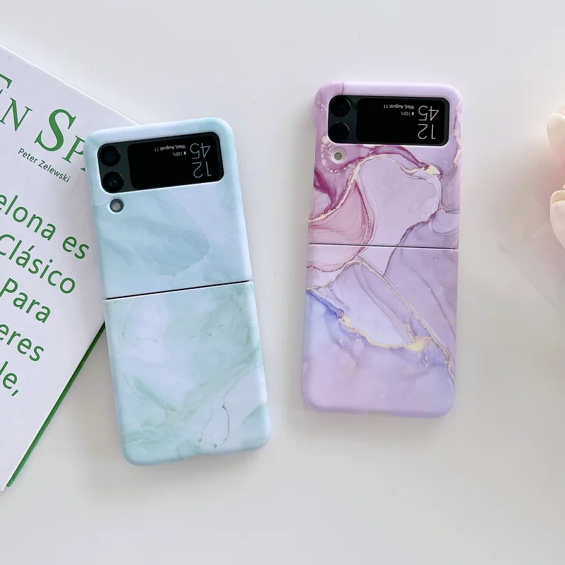 samsung galaxy flip3 case For Samsung Galaxy Z3 Slim Folding Shockproof Case For Samsung Galaxy Z Flip 3 5G Cute Gradient Rainbow Glossy Coque Cover samsung galaxy z flip3 case