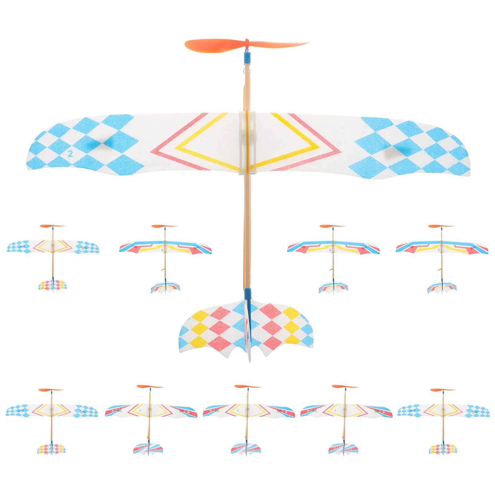 

10 Pcs Boy Toys Airplane Model Handmade Manual Rubber Band Powered Glider Planes Child