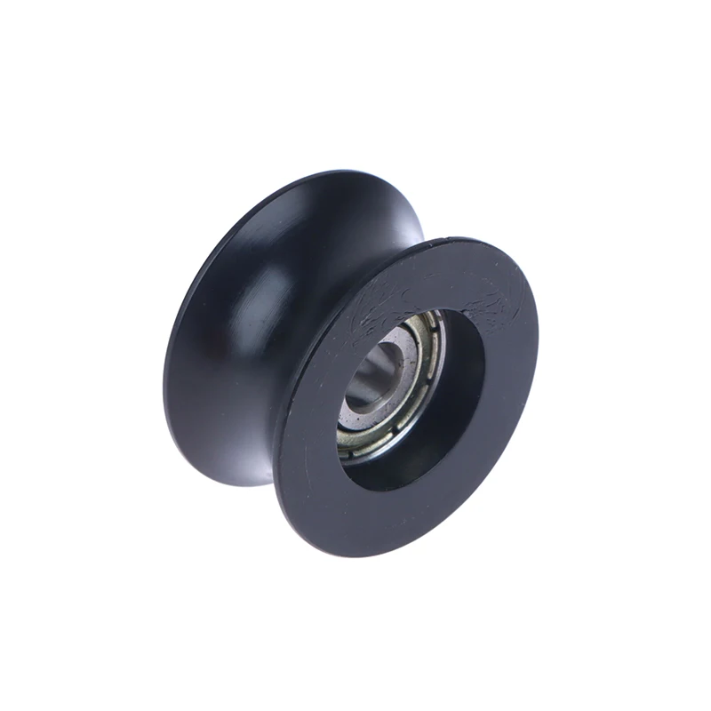 Sleek Black 14mm U-Groove Nylon Pulley with Rubber Coating