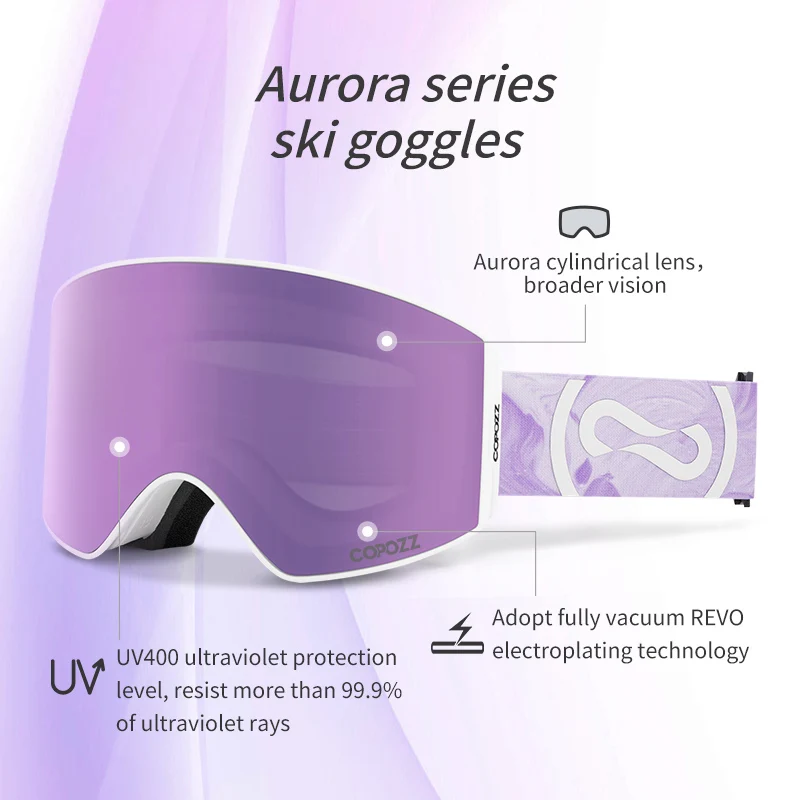 COPOZZ Magnetic Ski Goggles UV400 Protection Anti-Fog Ski Glasses Men Women Quick-Change Lens Snowboard Goggles with Two Options 3