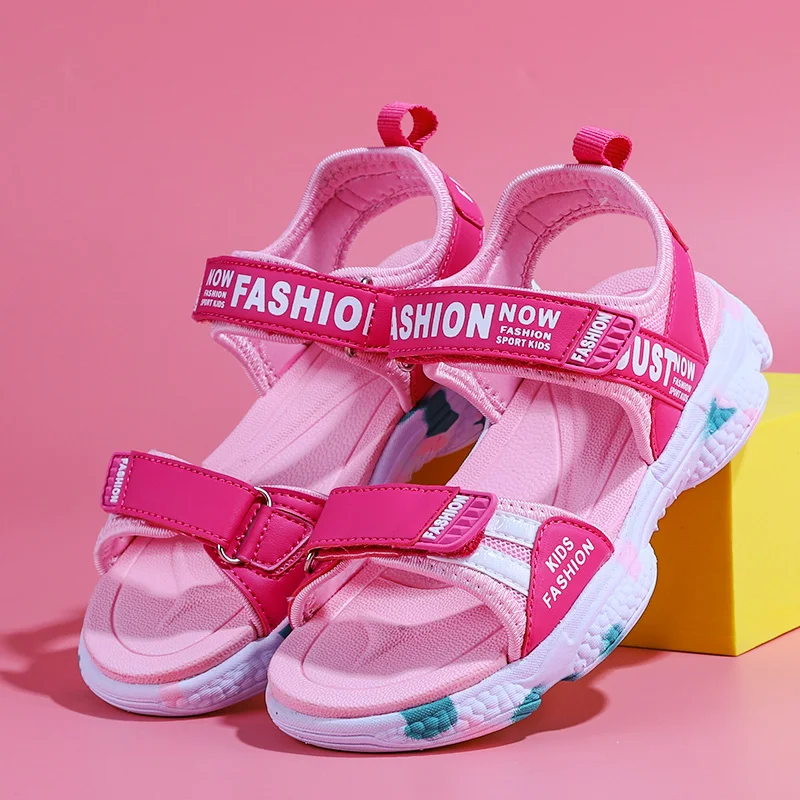 Summer Brand Non-slip Beach Shoes Children Sandals Girls Casual Shoes Kids Flowers Princess Flat Size 29-38 beach shoes children sandals kids shoes kids sandals