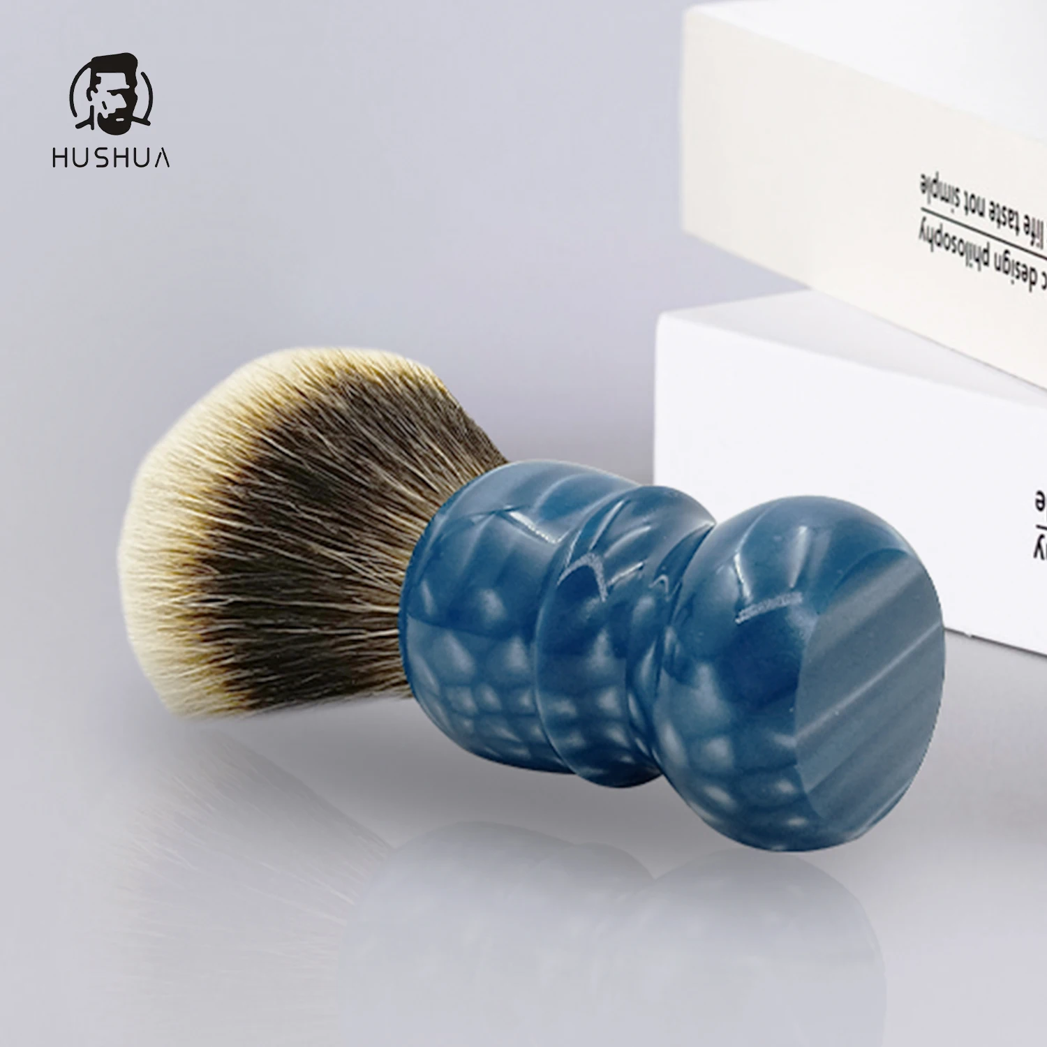 GDMG Sea Blue Dragon Scale Pattern Handmade Shaving Brush, Can Be Customized Service Logo Pattern And Size