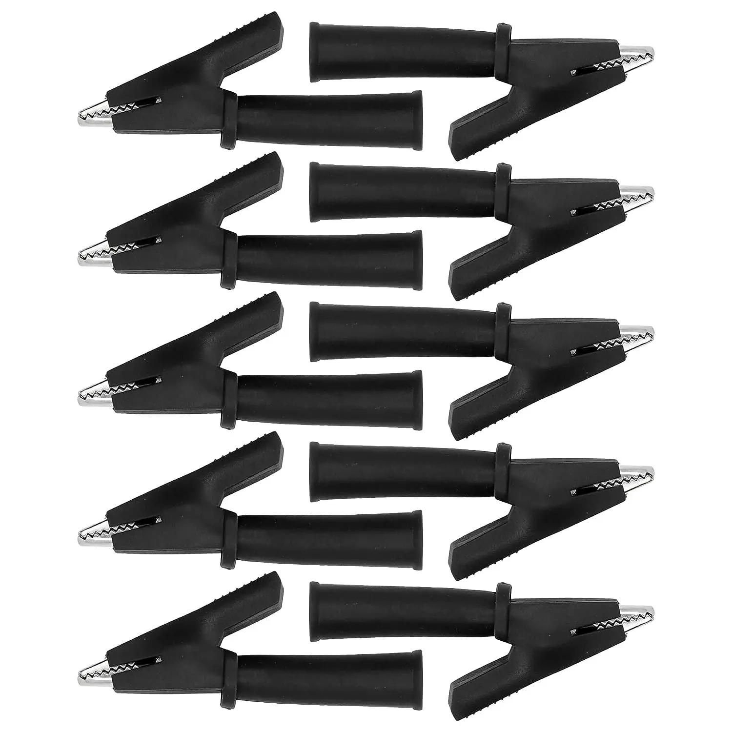 

10Pcs Test Crocodiles Clip, Brass PVC Insulated Safety Multimeter Clips for 4mm Banana Plug(Black)