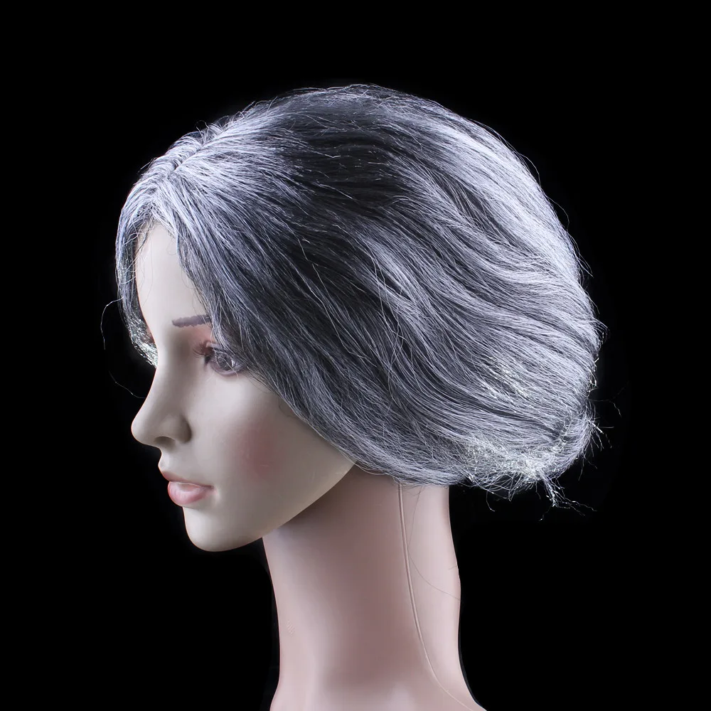 

Women's Holiday Wig Grandma Old Lady Fancy Dress Masquerade Props White Gray Halloween Costume Cosplay