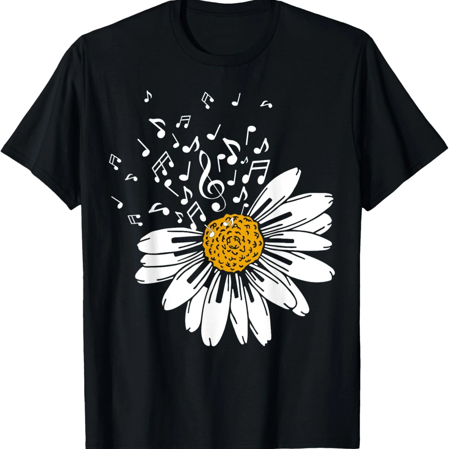 Lustige Blume Musik Notizen Schlüssel Lehrer Musiker Liebhaber T Shirts Männer Frauen Baumwolle Violinschlüssel Kurzarm Unisex Lose Kleidung