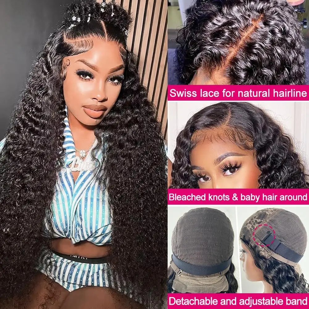 Deep Wave Lace Front Wigs Human Hair 13x4 HD Transparent Lace Closure Wigs Glueless 200% Density Human Hair Wigs for Black Women