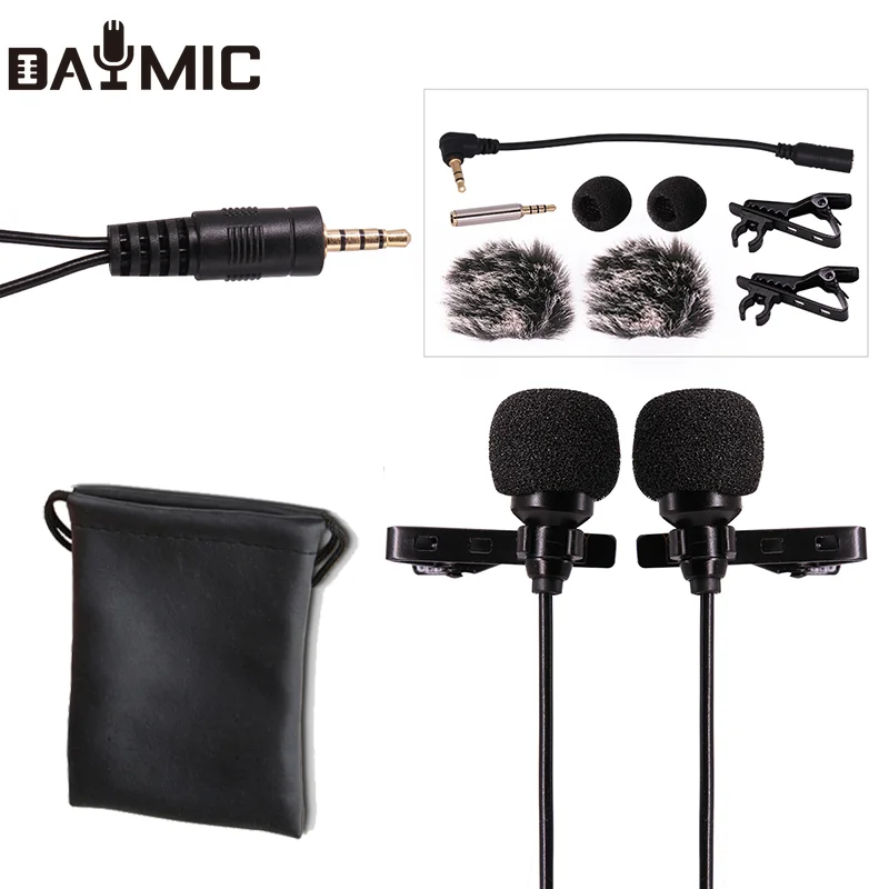 

Dual Head Mini Lavalier Lapel Tie Clip Collar Microphone For IPhone,Recording Youtube,Interview,Podcast,Conference,Smartphone
