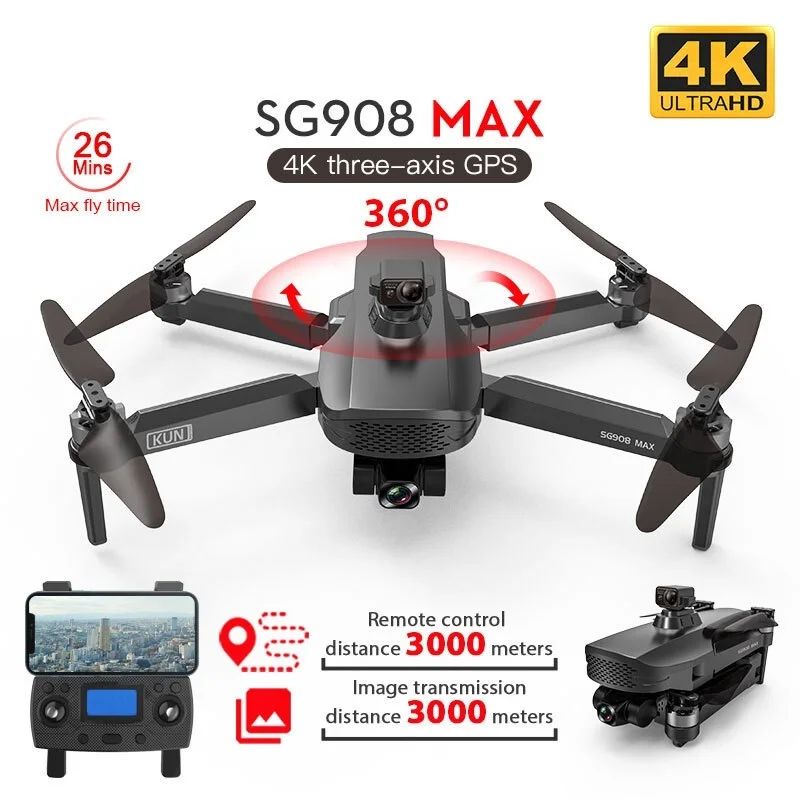 

New SG908 / 908Pro / SG908 MAX 4K Profesional Camera Drone With WiFi 3KM GPS 3-Axis Gimbal Obstacle Avoidance RC Quadcopter Dron