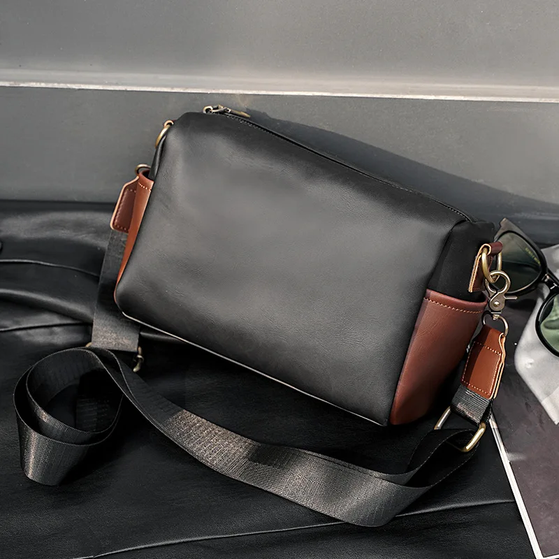 Men's Small Crossbody Bags Fashion Pu Leather Solid Black Shoulder  Messenger Bag Small Male Daily Casual Leather Sling Bag 2021 - AliExpress