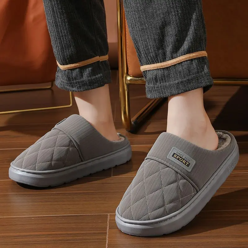 2025 Winter Men's Thick Sole Indoor Cotton Slippers Cozy Fur Slippers for Men Autumn Winter Non Slip Home Footwear