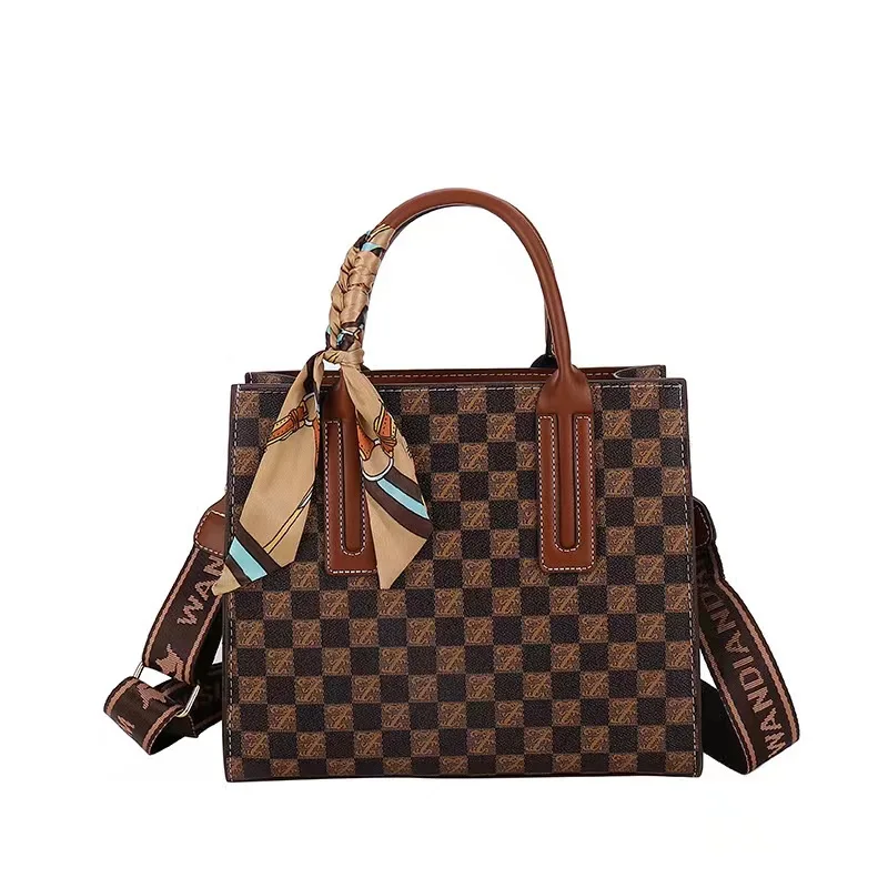 New European and American fashion printed ladies big bag high quality handbag Silk scarf single shoulder crossbody Tote bag