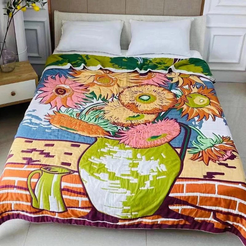 

Cotton Healthy Gauze Adult Bread Quilt Colored Static Free Cotton Blanket Household Double Towel Quilt Super Soft
