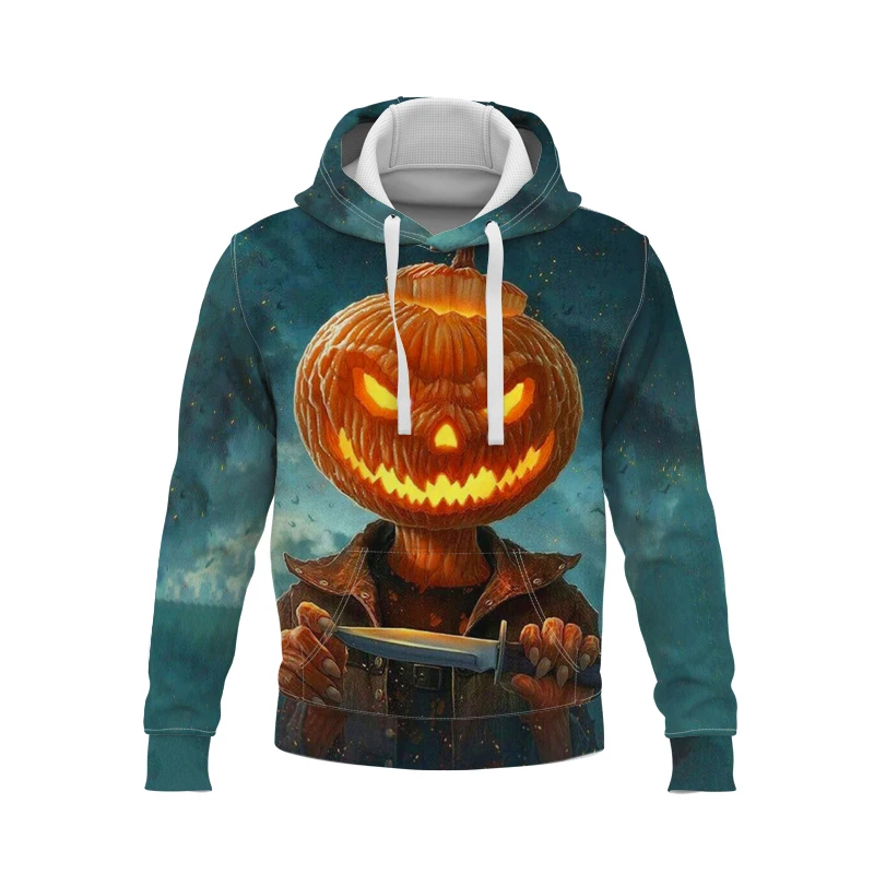 

2022 new Hoodie Halloween pumpkin head DJ Hoodie Sweatshirt boys and girls jacket coat clothing 3D print