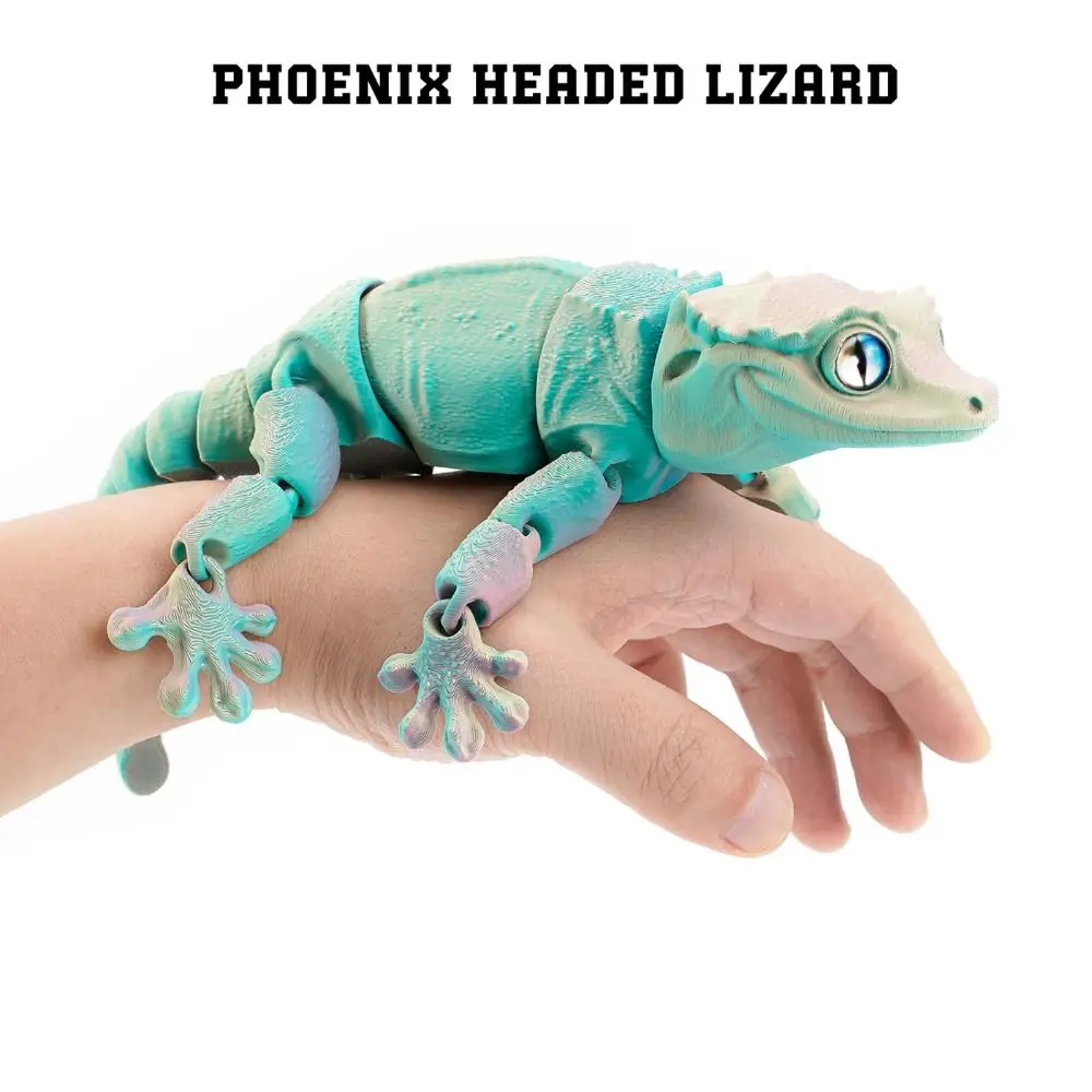 PLA Plastic 3D Printed Movable Lizard Model Home Decor