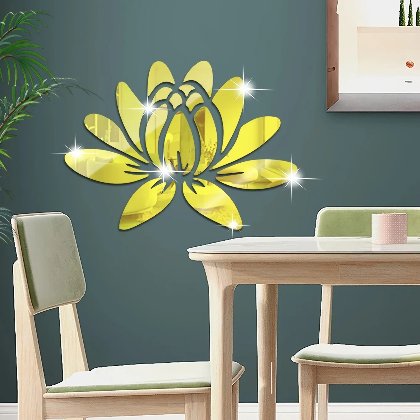 Lotus Acrylic Mirror Wall Sticker Home Living Room Bedroom Office Hallway Wall Decorations Mirror Reflective Wall Sticker