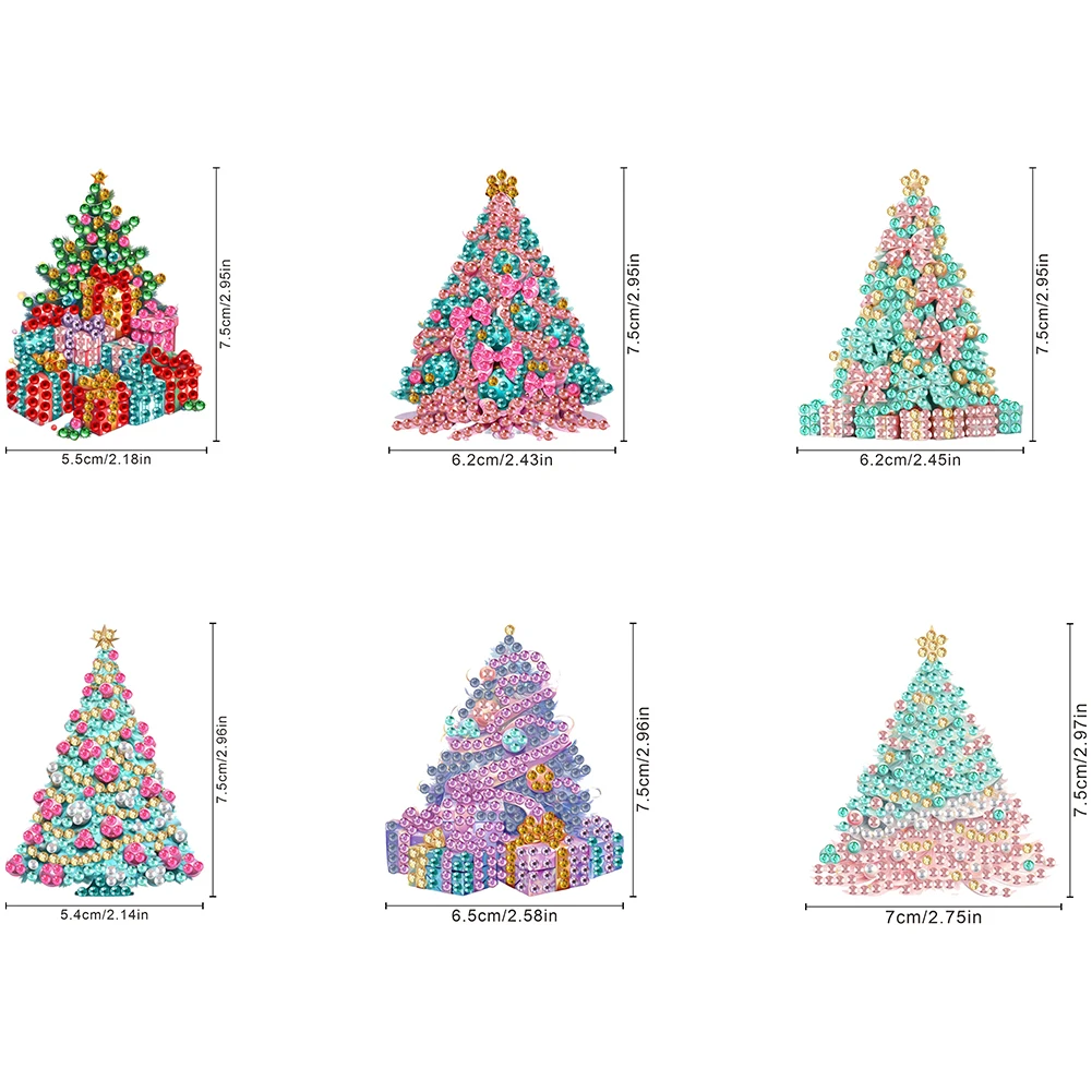 6Pcs Acrylic Christmas Fridge Stickers Diamond Art Fridge Magnet Diamond Painting Refrigerator Magnet for DIY Crafts Party Gift