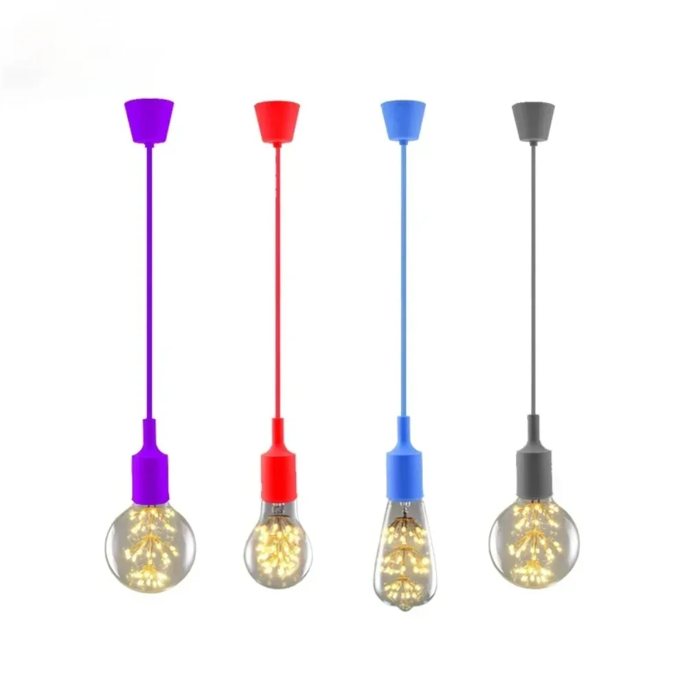 Adjustable Silicone Pendant Light Wholesale Vintage E27 Lamp Holder with Cord Bendable Ceiling Wall Lamp for Home Bar Decor