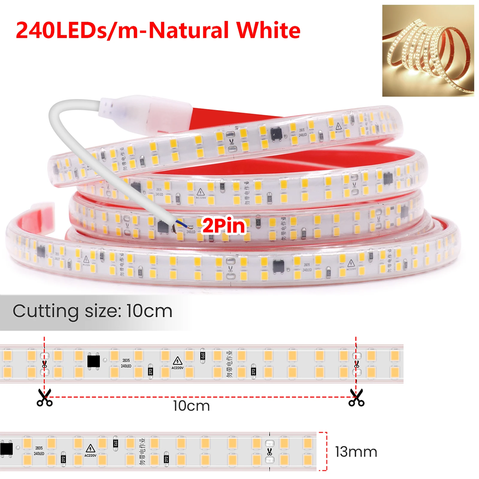 ตัวเลือกสินค้า แถบไฟ LED ยืดหยุ่น กันน้ำ ตัดได้ 2835 120 LED/m