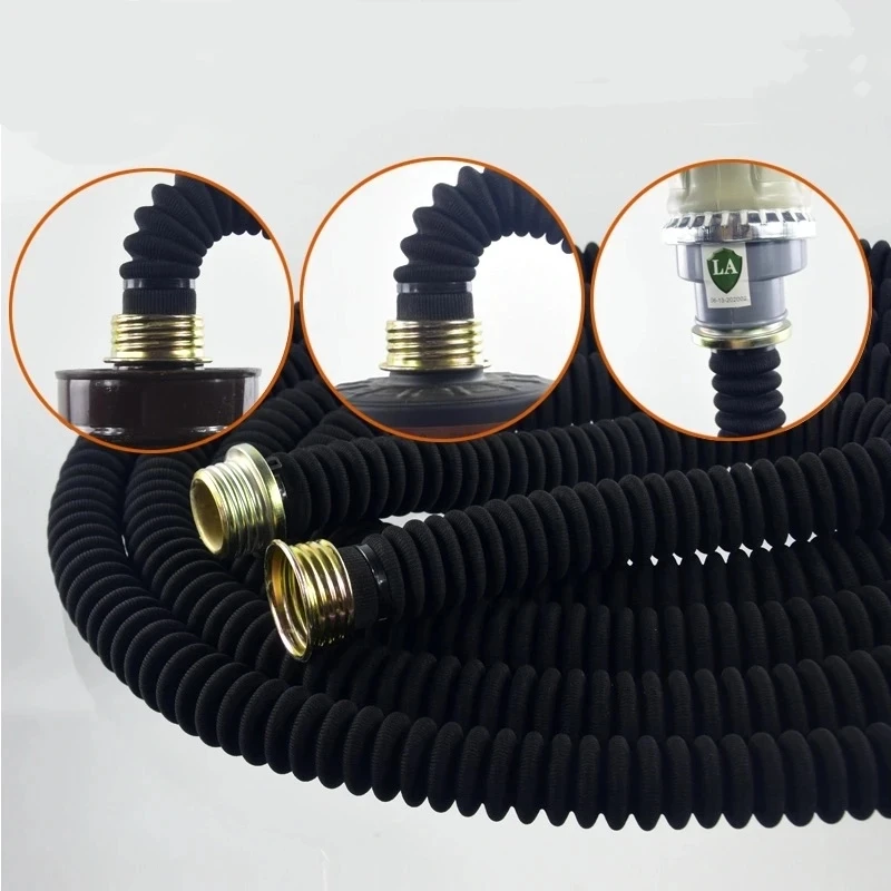 Tuyau de raccordement pour masque à gaz 40mm, coupe transversale montrant les couches de matériau résistant.