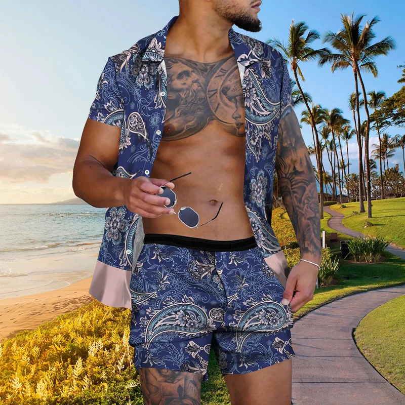 Summer Hawaii Casual Beach Vacation Men's Top Shirt+Shorts Pants 3D Brand Print Retro Pattern Male Oversized Shirt European Size china chic retro cartoon ugly sweater for men and women spring autumn loose vintage couple knitwear pullover funny male clothes