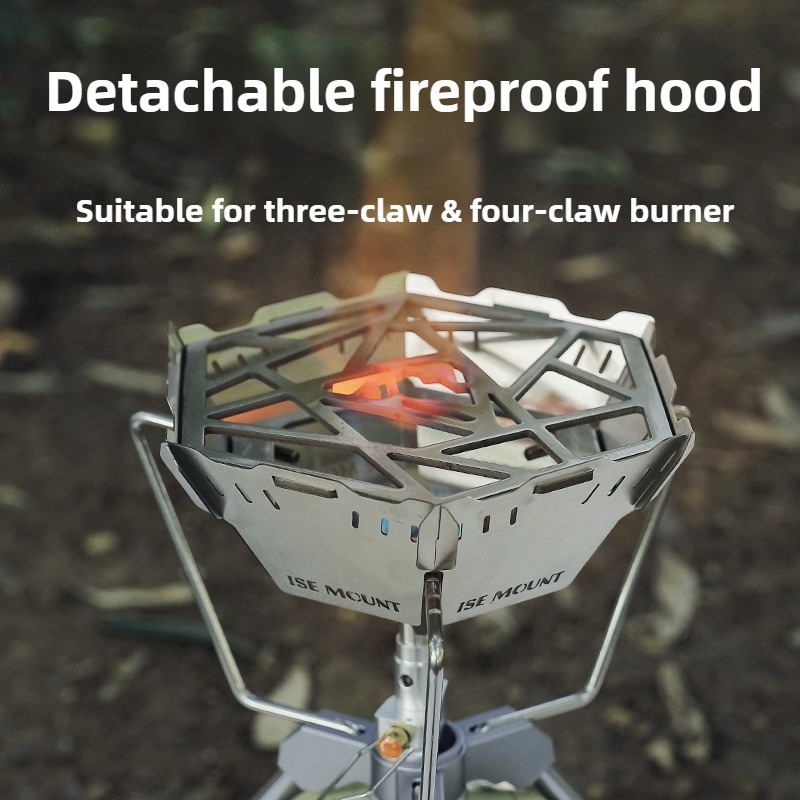 ISE MOUNT Outdoor card windshield Stainless steel fire energy-saving cover Removable windshield Camping furnace windshield