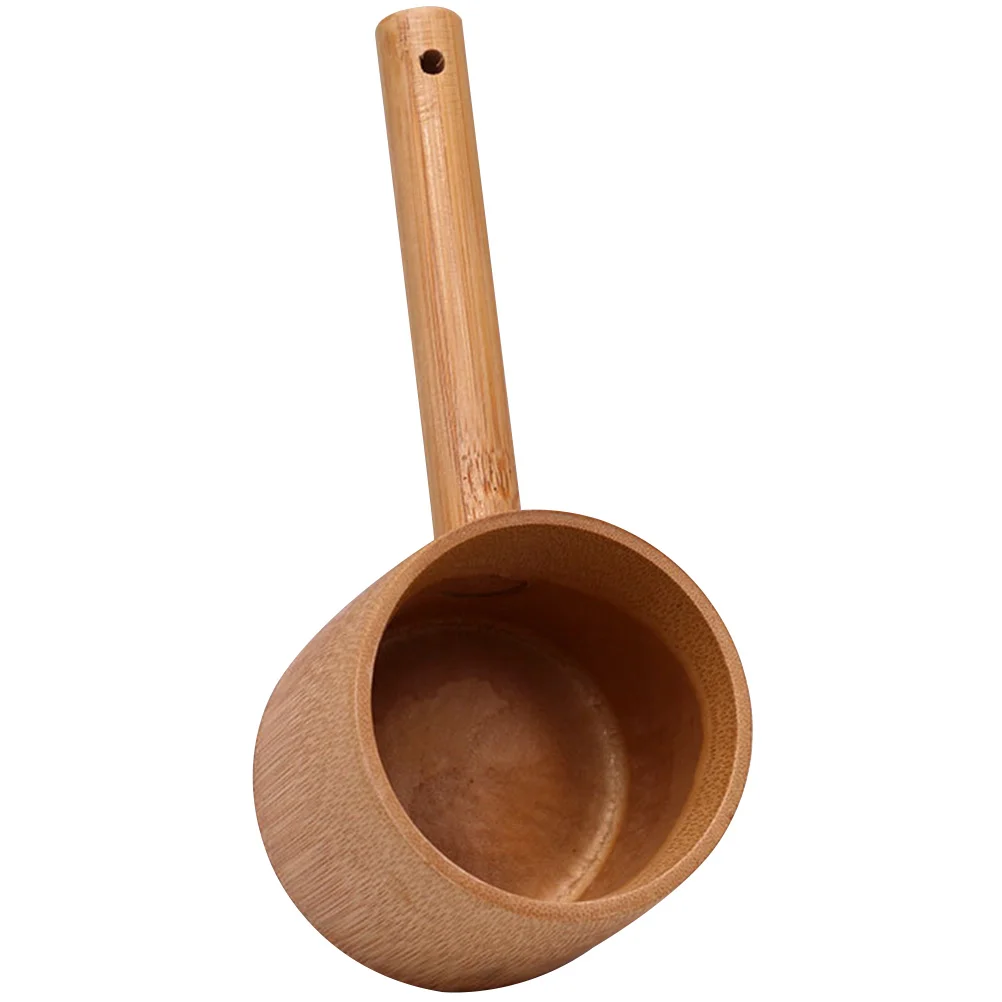Wooden Scoop Spoon Bath Spoon Large Ladle Water Bamboo Scoop Sauna Bucket for Restaurant Watering Tea Japanese Kitchen
