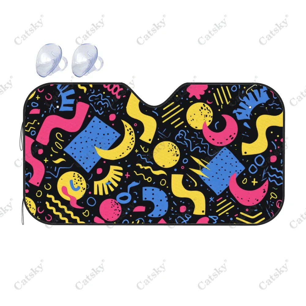 

Abstract Doodle Pattern Car Windshield Sunshade, Front Auto Car Windshield Sun Shade Blocks Uv Rays Sun Visor Protector