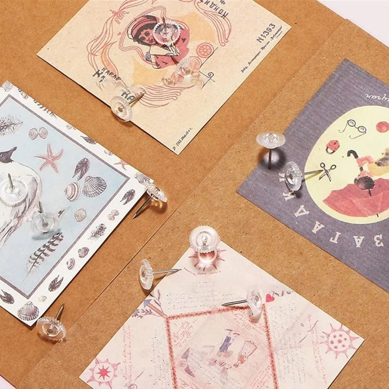 사진 벽용 박스 오피스 코르크 보드 용품이 포함된 100개 작은 원형 압정