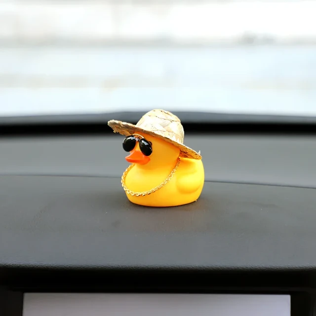 Bonitos adornos de coche de juguete de pato amarillo, decoraciones