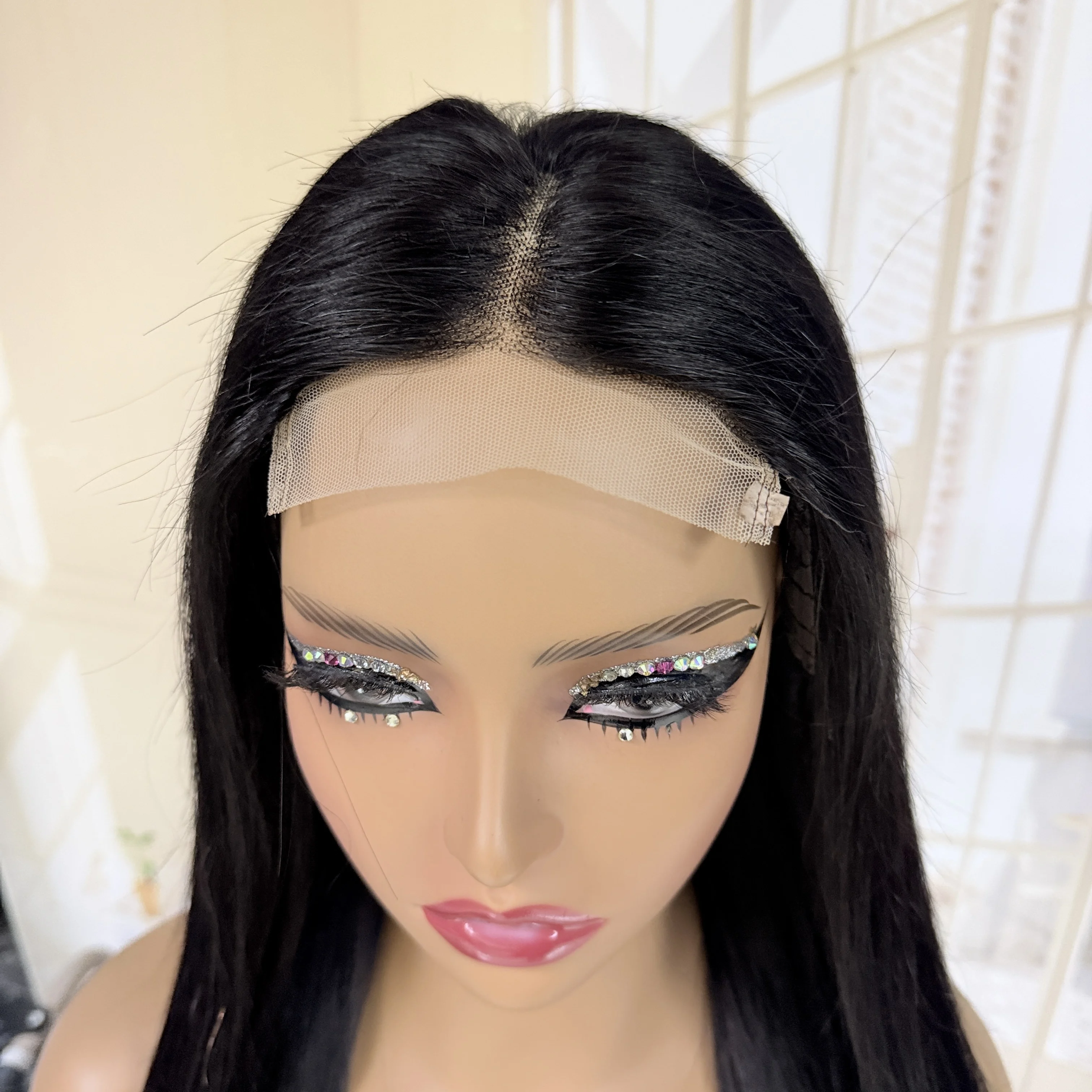 20Inch 4X4 Frontal Lace Human Hair Wigs 100% 99J Virgin Unprocessed Women Wigs 300% Density Bone Straight Wig 99J# Honey Blonde 4