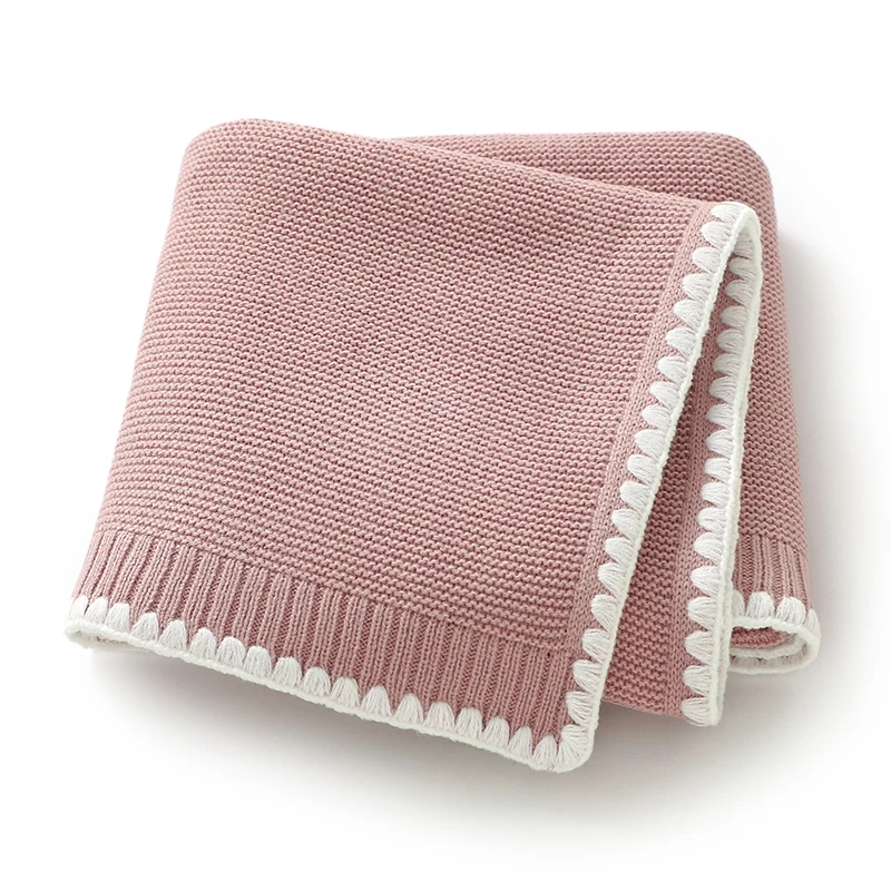Knit Blanket Baby Blankets Knitted Newborn Boy Girl Bedding Quilt 90*70CM Plaid Infant Stroller Swaddle Envelop Wrap Fashion Solid Super Soft