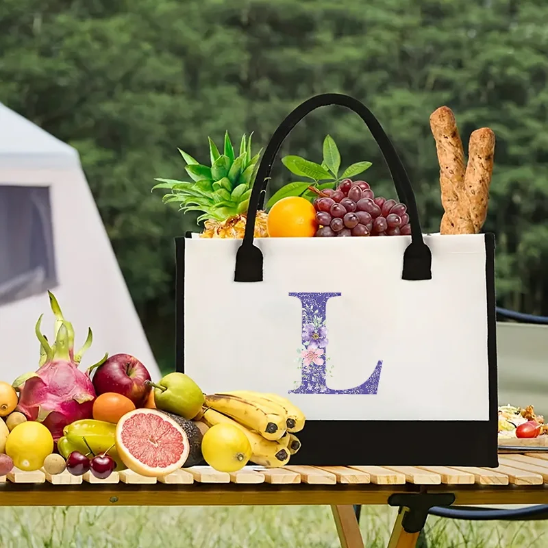 

Популярная женская сумочка с принтом в виде фиолетовых букв, водонепроницаемая вместительная сумка для отдыха и походов внутри