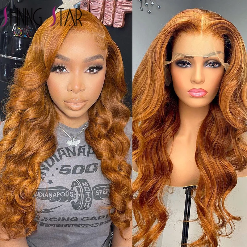 

32 34 Inch 13x6 Ginger Blonde Lace Front Wigs Pre-Pluck Baby Hair Body Wave Colored 13X4 Hd Lace Frontal Human Hair Wigs Woman