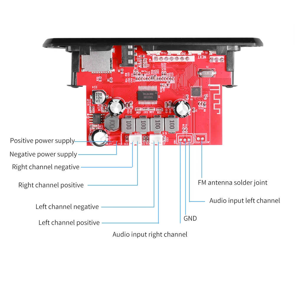 Car Radio Module 2x60W Stereo Bluetooth 5.0 MP3 Decoder Board 12V 24V 120W Amplifier Handsfree Support FM TF USB AUX Recorder