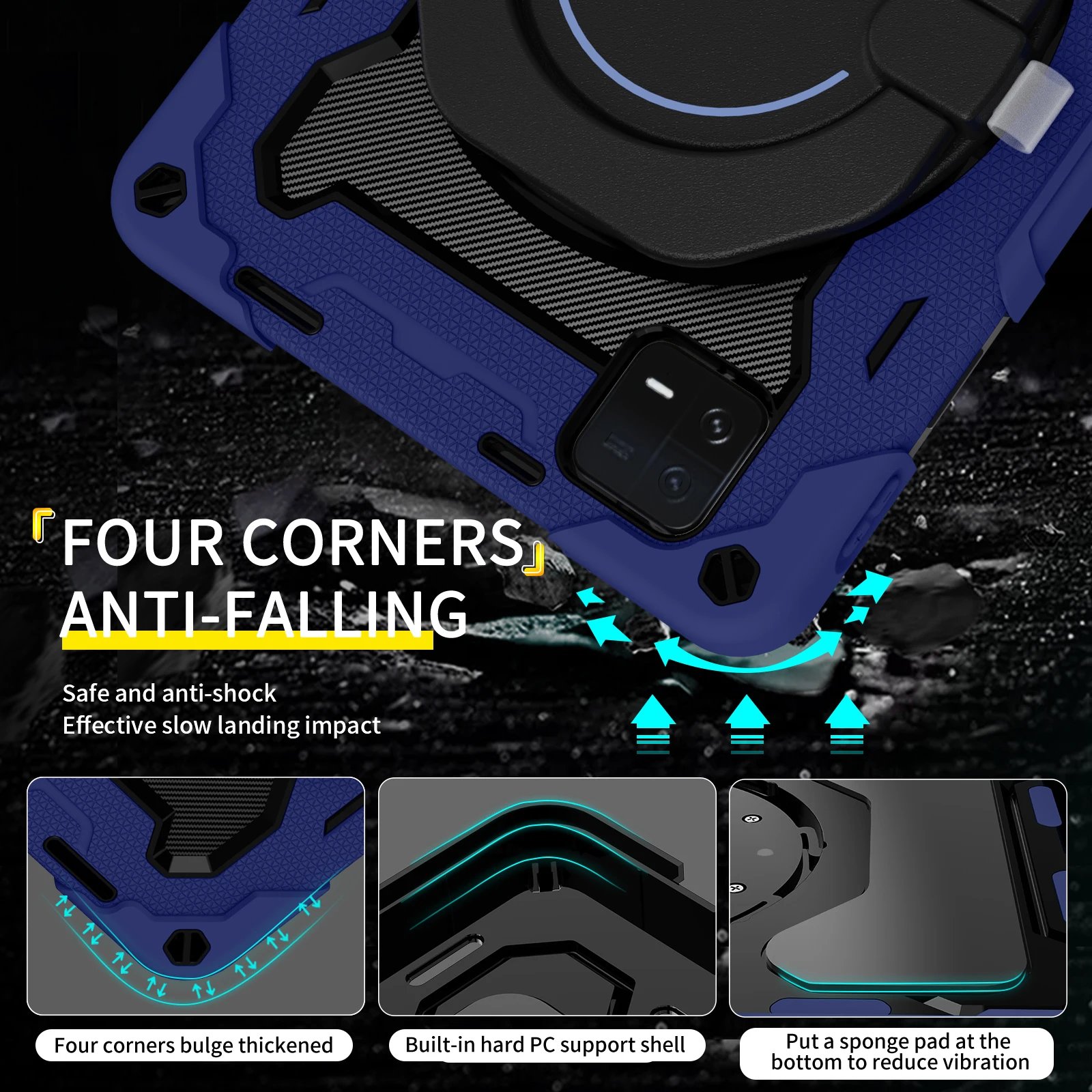 Etui til Xiaomi Pad 6 11 tommer tablet-etui Blødt silicagel-ring Roterbart stativ Anti-fald beskyttelsescover til Xiaomi Mi Pad 6 Pro_voghion.com