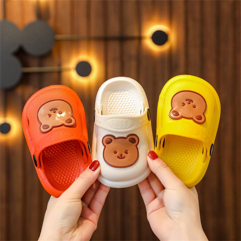 children's shoes for sale Cartoon Bear Walking Shoes Kids Boy Girl Summer Breathable Sandals Fashion Garden Clogs Toddler Outdoor Slippers for Playing leather girl in boots