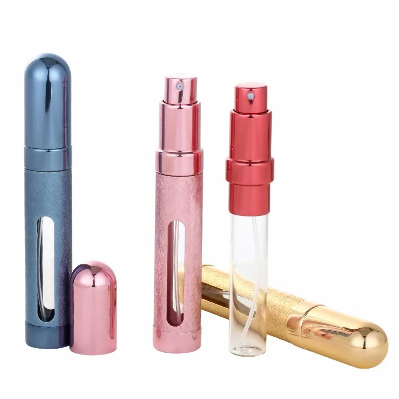Aluminum Perfume Bottle Potable Travel Accessories Refillable Glass Spray Bottle Perfumes Atomizer Cosmetic Containers 6Pcs 12ml