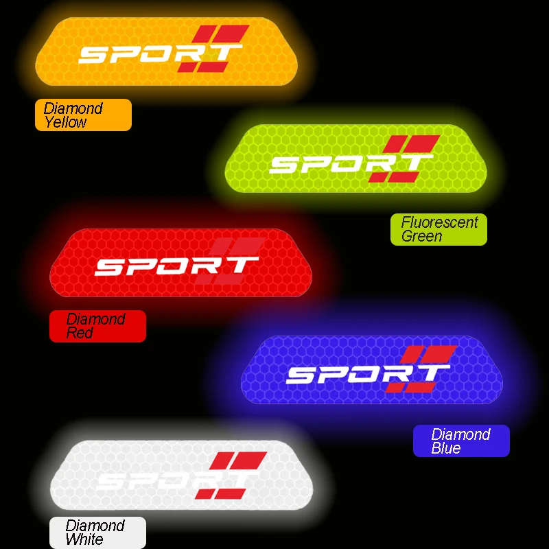 4Pcs JH-스포츠 스타일 자동차 도어 반사 스티커 안전 경고 데칼 자동 충돌 방지 반사 테이프 범용 액세서리