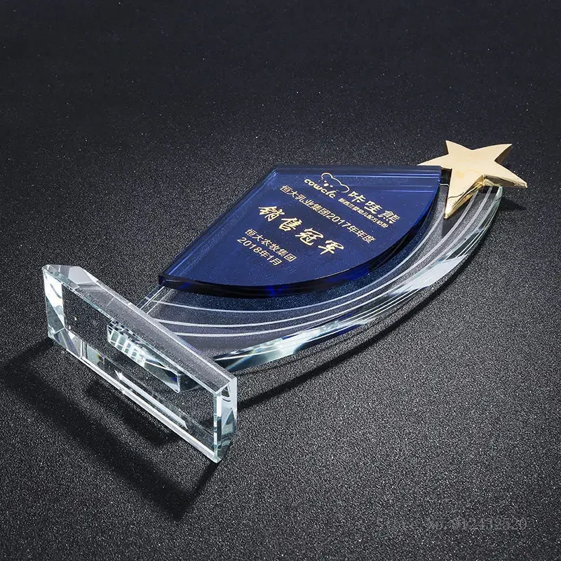 Customized Crystal Trophy, Creative Annual Meeting Event Award, Excellent Souvenir Commemorative Gift, Home Decoration, 1Pc