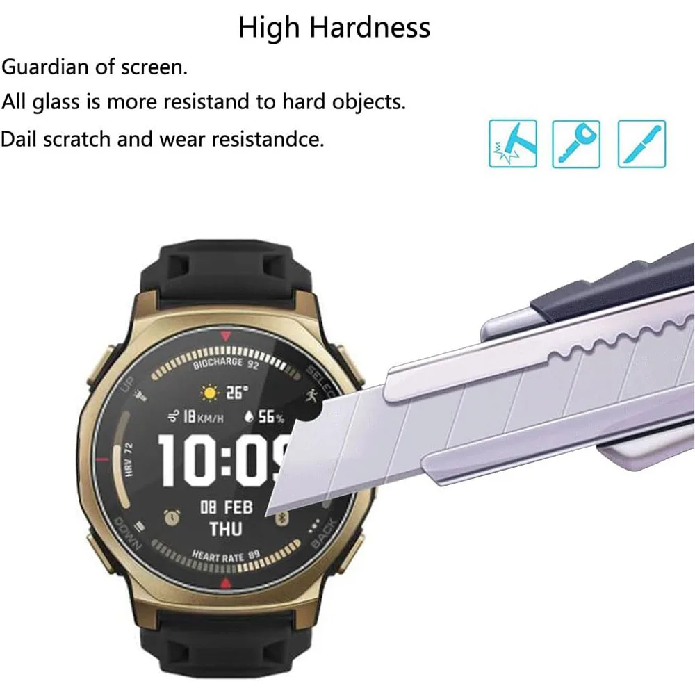 Huami Amazfit T-Rex 3 Pro 44MM 보호 필름 안티 스크래치 클리어 HD 2.5D 9H 프리미엄 용 3PCS 화면 보호기 강화 유리