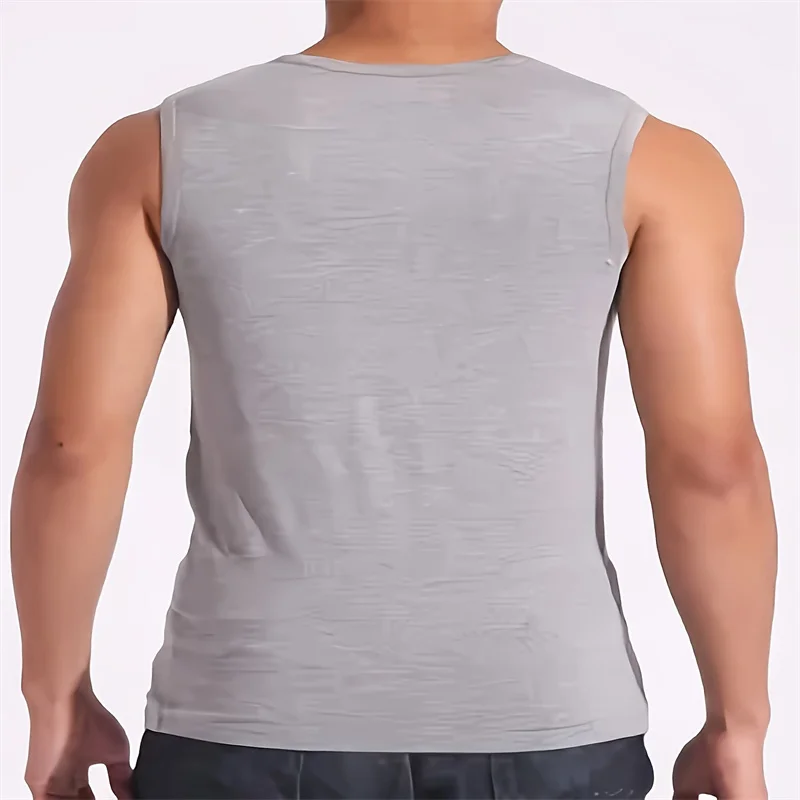Men Solid Color Sports Tank Top Quick Dry Cool Breathable Round Neck Sleeveless Shirt Summer Outdoor Men Clothing cotton vest compression t shirt men undershirt short sleeve undershirt sports sleeveless vest tanktop set quick dry t shirt cotton sleeveless t shirt compression shirt men wrestling singlet