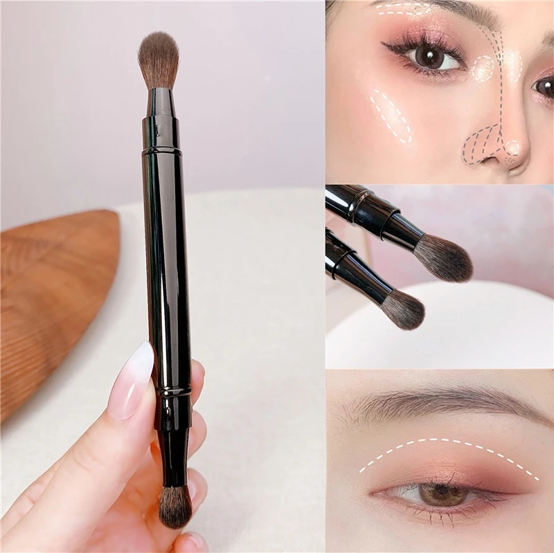 Makeup Brushes Portable Double-Headed Eyeshadow Nose Highlight Concealer Detail Blending Eyebrow Lip Makeup Brush Cosmetic Tools - 2