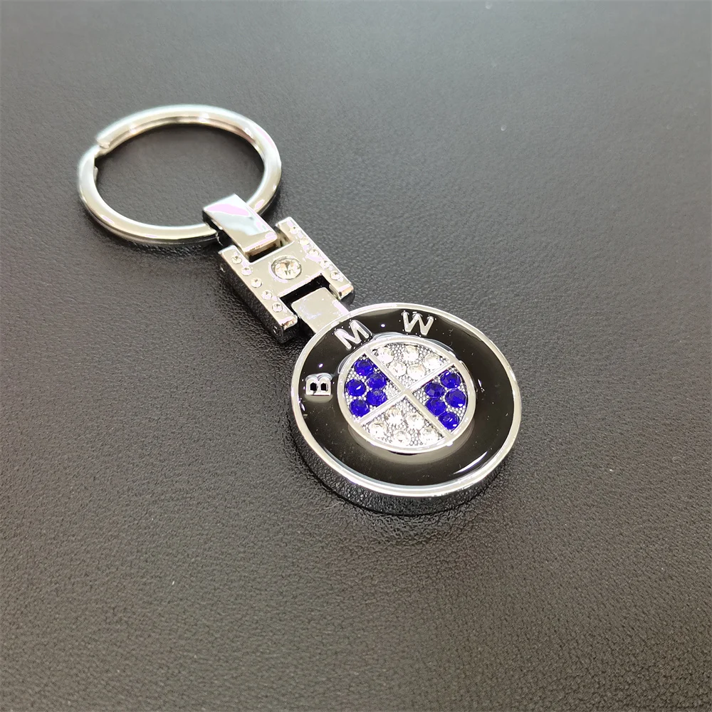 BMW-Crystal-Metal-Keychain-Decora-o-Black-Emblem-Style-Keyring-Acess ...