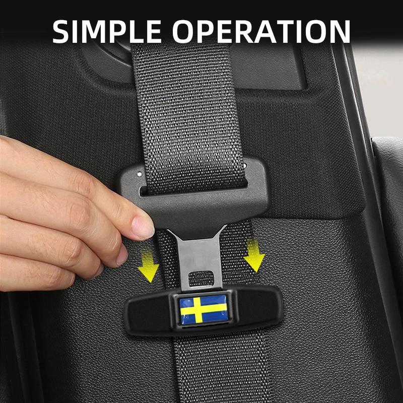 Sweden Flag Emblem Car Safety Belt Buckle Car Styling Safety Stopper Belt Clips Adjusting Clip Tension Adjuster for Volvo XC60