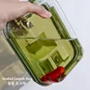 Rectangular Transparent Glass Lunch Box with Lid Microwave-safe 400℃ Heat-resistant Sealed Snack Food Box Fruit Round Bento Box 5
