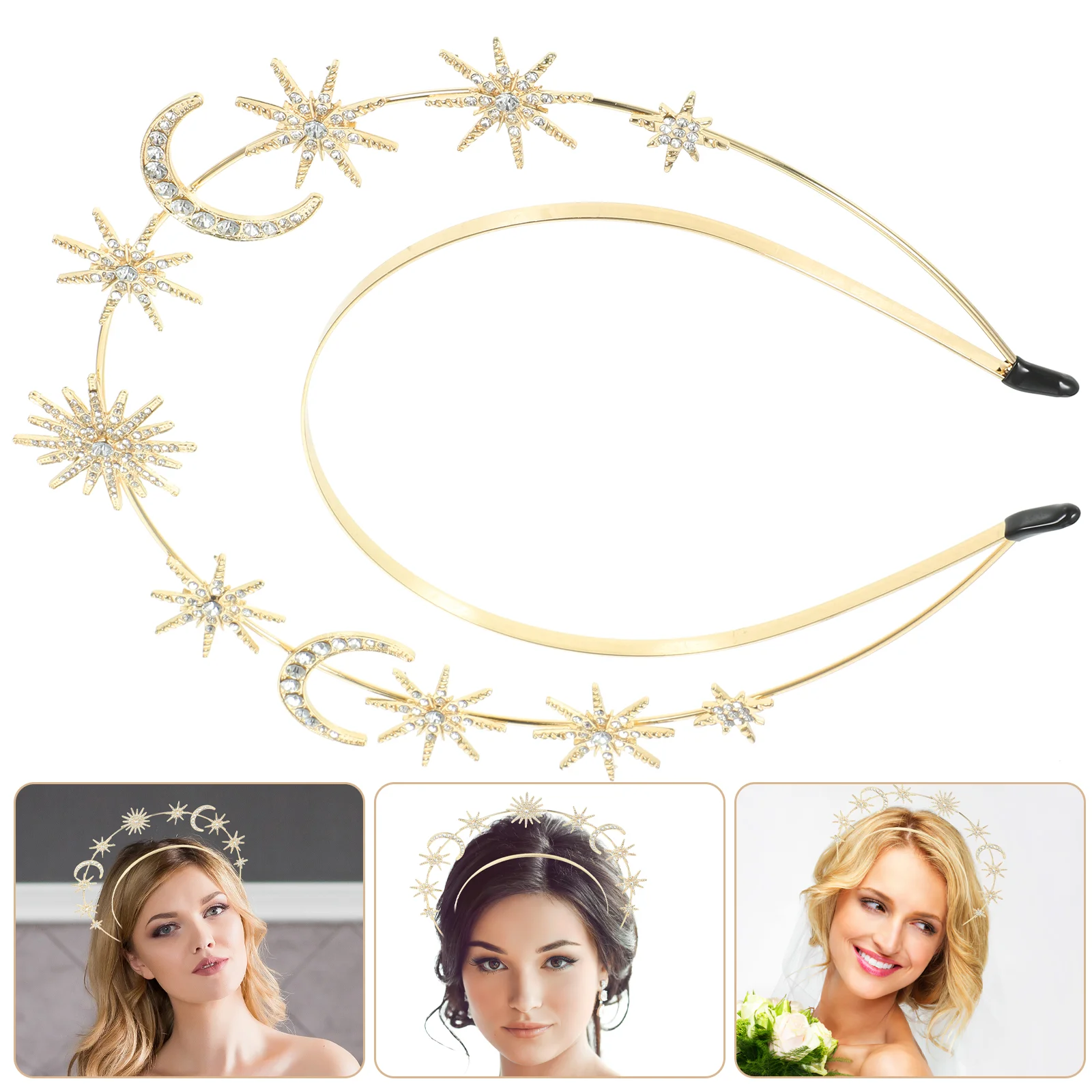 

Halo Crown Headband Goddess Headpiece Star And Moon Headpiece Double Wire Headband Mary Headdress Womens Halloween Costume Party
