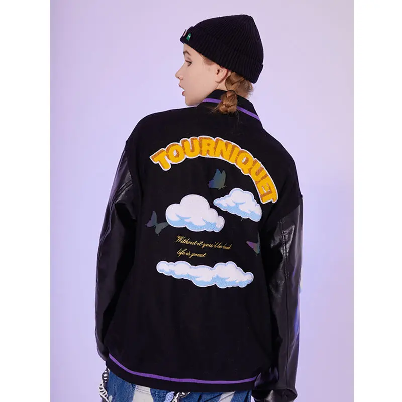 2022 Spring Autumn Woman Jacket Cloud Stitching Baseball Uniform Jacket New Fashion Casual Sports Coat